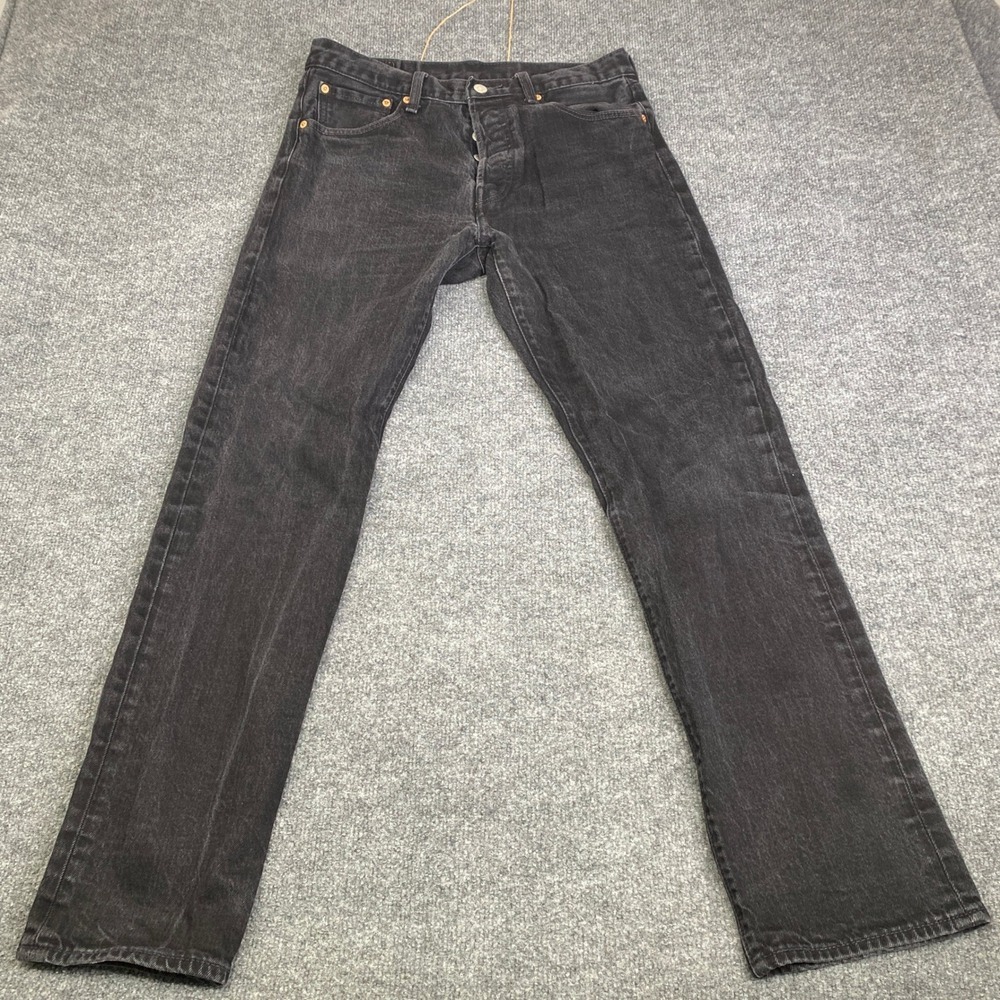 Levis Premium 501 93 Mens Jeans Washed Black Straight Leg Denim W32 L32 Big E